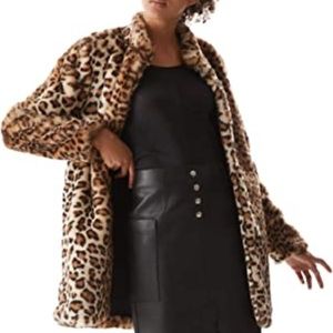 NWT Molemsx Women's Luxurious Leopard Faux Fur Coat Women's Size M